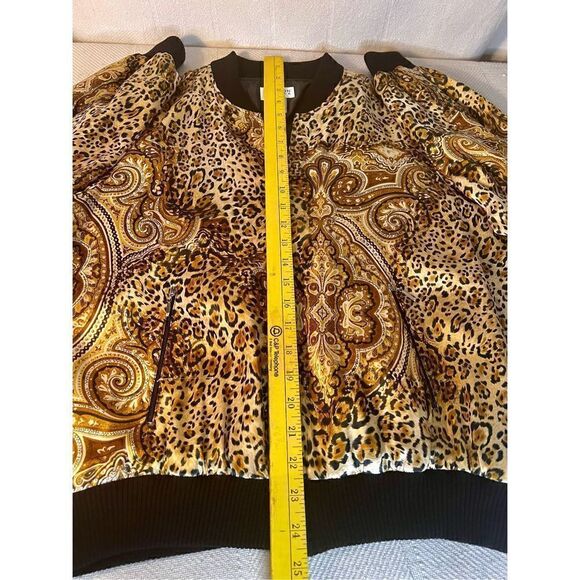 Vintage Allison Taylor 100% Silk Cheetah Print Bomber Jacket Women's Size Large - Picture 6 of 7